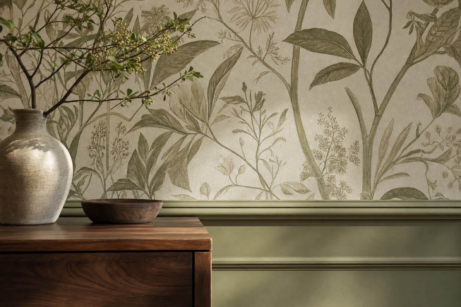 Illustrative wallpapering and decorative finishes